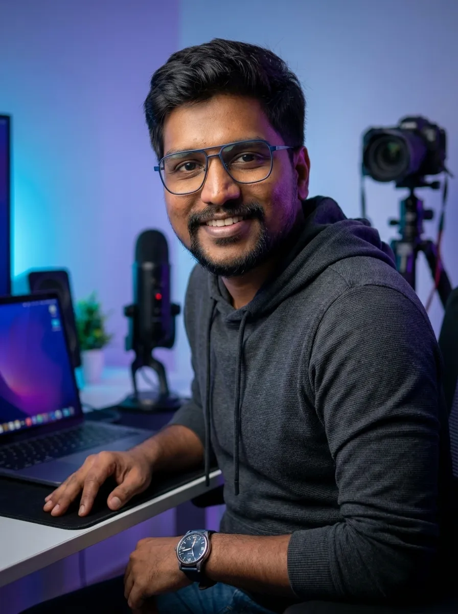 Eugene seated at his workstation